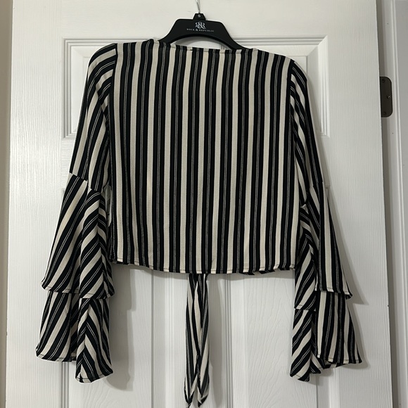 NWT Altar’d State Tie Front Top | Size XS | Pinstripe Crop Blouse - Picture 7 of 7